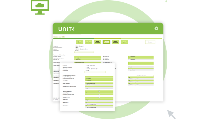 Screenshot showing the IFRS 16 capabilities of Unit4 FP&A