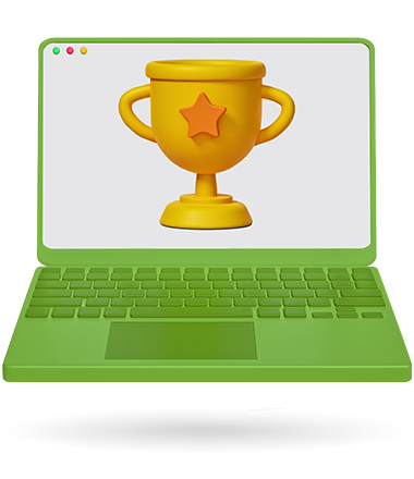 Laptop with award shown on screen