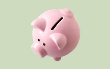 Piggy bank on green background