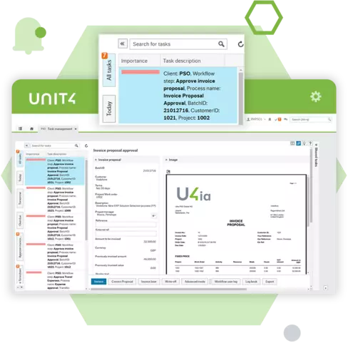 Screenshot showing the project billing and revenue recognition capabilities of project management with Unit4 ERP