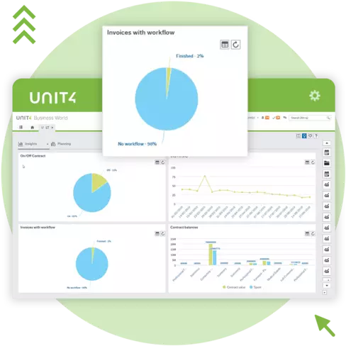 Screenshot showing the contract handling capabilities of procurement management with Unit4 ERP