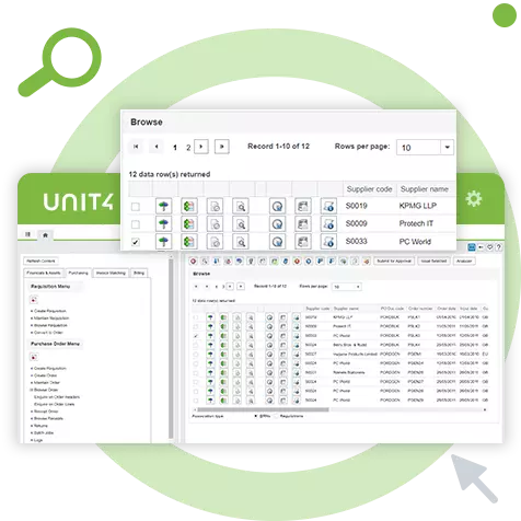 Screenshot of financial accounting reports